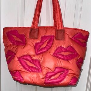 Wildfox Orange and Pink Lip Pattern Tote